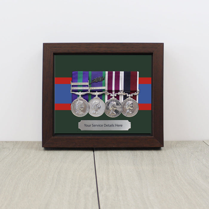 Military Colours Medal Display Case for 3 to 4 Medals (select your own regiment/service)