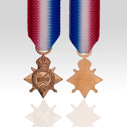 1914–15 Star miniature medal with shaded red white and blue ribbon