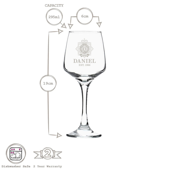 Military Engraved White Wine Glass – LAV Lal 295ml