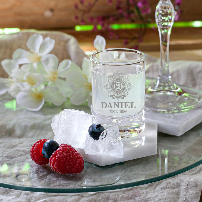 Military Engraved Shot Glass – Bormioli Rocco Barglass 65ml