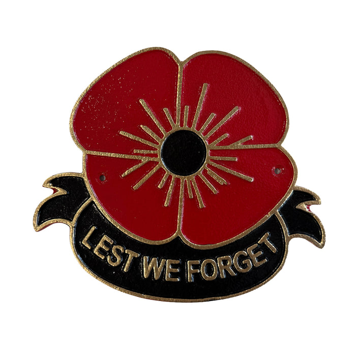 Poppy “Lest We Forget” Wall Plaque – Cast Aluminium, 24cm (Indoor/Outdoor)
