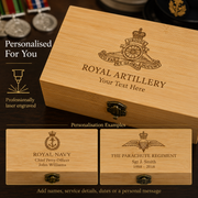 Military medal storage box displayed on a traditional desk