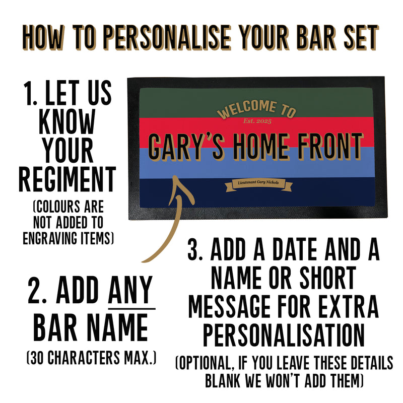 Royal Engineers Military Bar Set Personalised Gift for Army Officers & Veterans