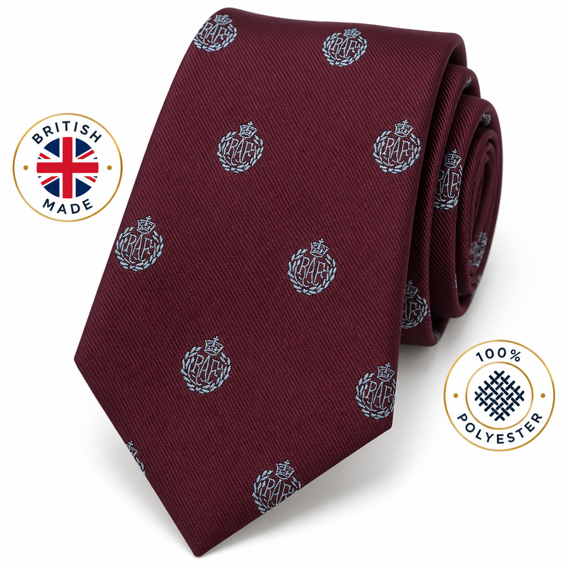 Royal Air Force (cap-badge motif, maroon ground) Polyester Tie