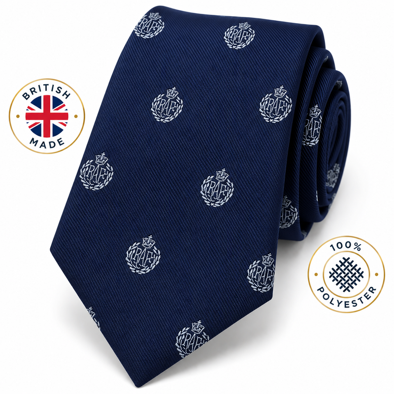 Royal Air Force (cap-badge motif, navy ground) Polyester Tie