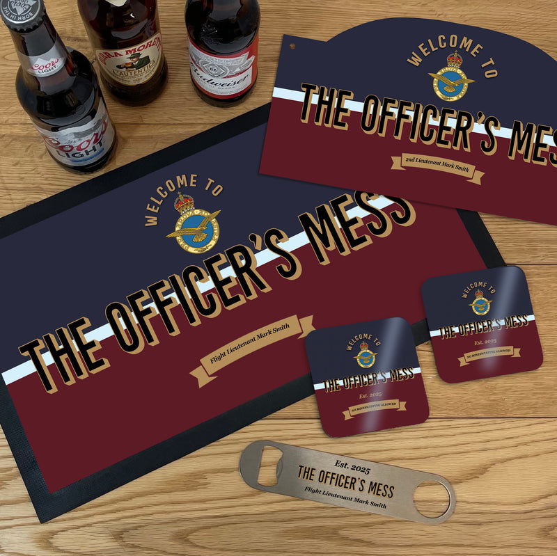 Royal Air Force Bar Set RAF Gift  - Choose from Custom Bar Runner, Coasters, Bottle Opener & Bar Sign