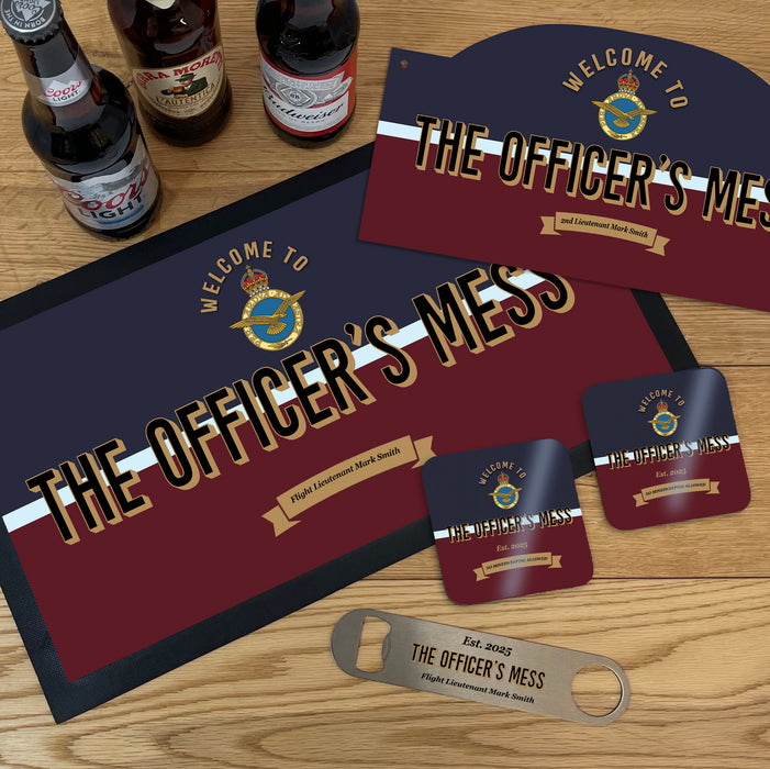 Royal Air Force Bar Set RAF Gift  - Choose from Custom Bar Runner, Coasters, Bottle Opener & Bar Sign