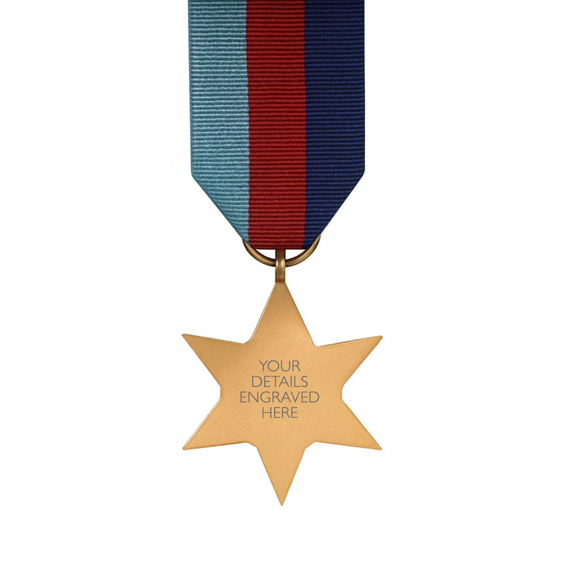 World War II British Army medal bar with service deatils engraved