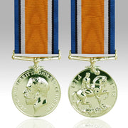 Bronze British War Medal 1914–1918 with orange blue black and white ribbon