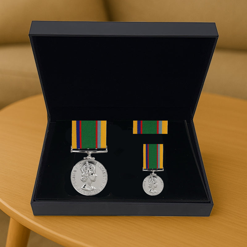 Cadet Forces Medal EIIR Presentation Set | 12 Years Service | Full Size, Miniature & Ribbon Bar