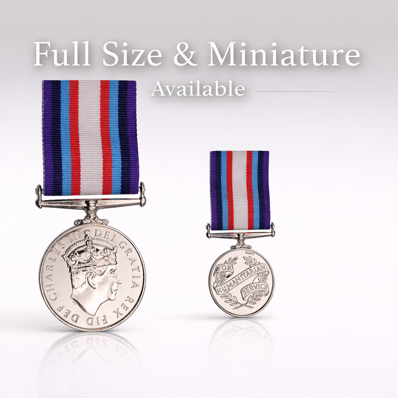 UK Humanitarian Medal full size and miniature mounted set