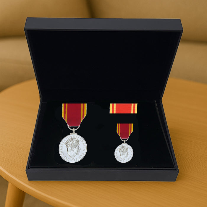 Fire Service Long Service Medal CIIIR Presentation Set | 20 Years Service | Full Size & Miniature