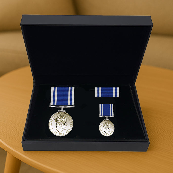 Police Long Service & Good Conduct Medal CIIIR Presentation Set | 22 Years Service | Full Size & Miniature