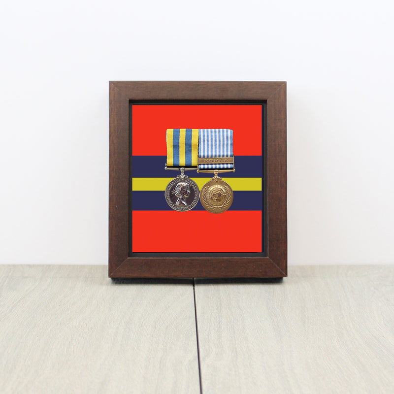 Military Colours Medal Display Case for 2 Mounted Medals (select your own regiment/service)