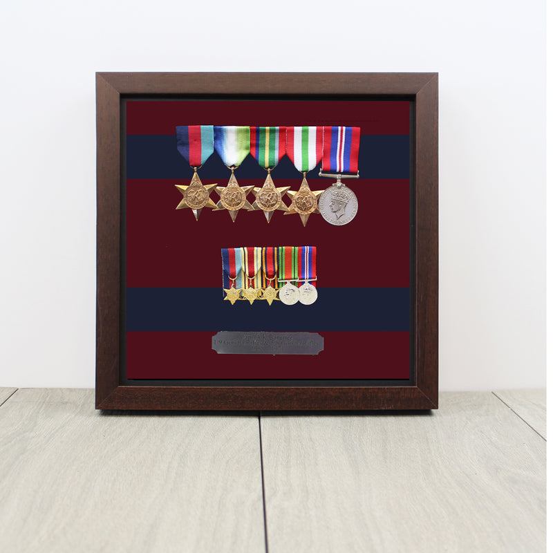 Military Colours Medal Display Case for Full Size & Miniature Medals (select your own service/regiment)