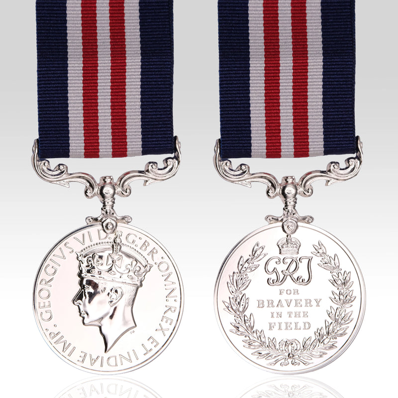 Military Medal George VI Second World War full-size medal with striped ribbo