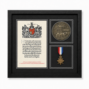 Personalised framed WW1 Memorial Scroll, Death Penny and 1914–15 Star