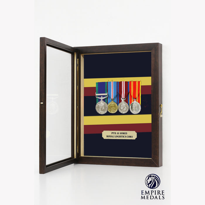 REME Wall-Mounted Medal Display Case – Handmade Wooden Frame with Glass Door