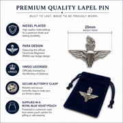 spec sheet for a para lapel pin