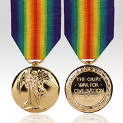 Full-size British Victory Medal 1914–1919 with double-rainbow ribbon