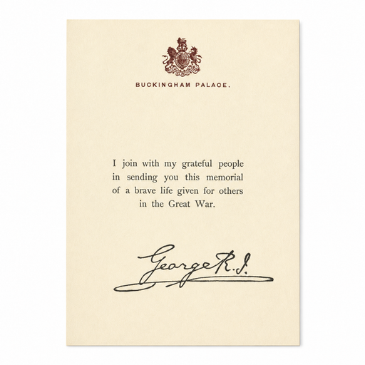 A5 reproduction of the King George V letter issued with the WW1 Memorial Plaque or Death Penny
