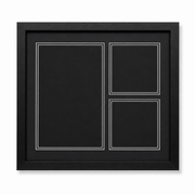 Empty black solid wood WW1 display frame with spaces for a Memorial Scroll, Death Penny and two medals