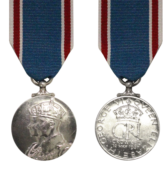 1937 King George VI Full Size Coronation Medal and Ribbon