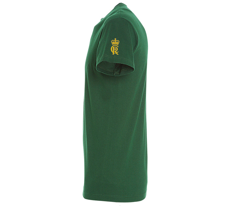 King Charles Coronation Emblem Embroidered Bottle Green T-Shirt