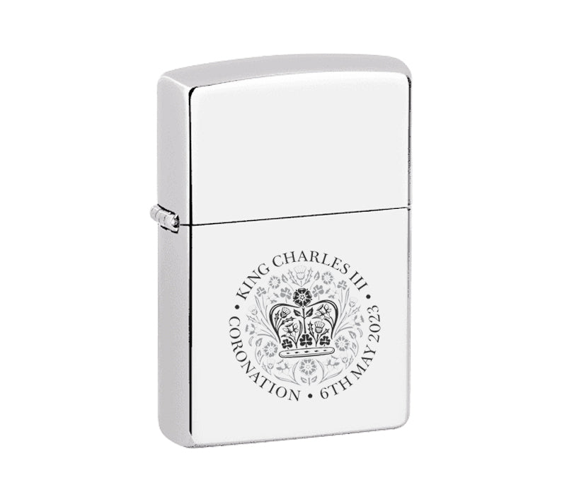 Commemorative Coronation Laser Etched Zippo Style Lighter (silver finish)