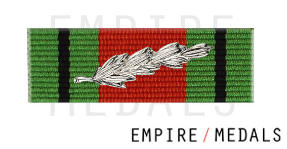 Defence Medal Ribbon Brooch Bar with Silver Laurel Leaves