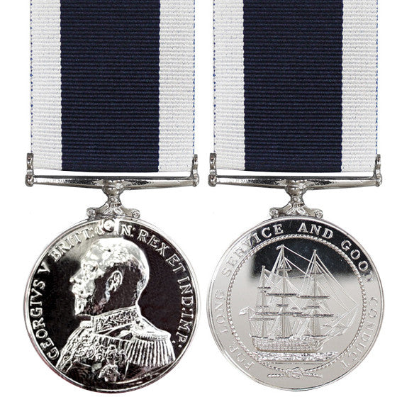 Royal Navy Long Service full size Medal GV Admirals Uniform