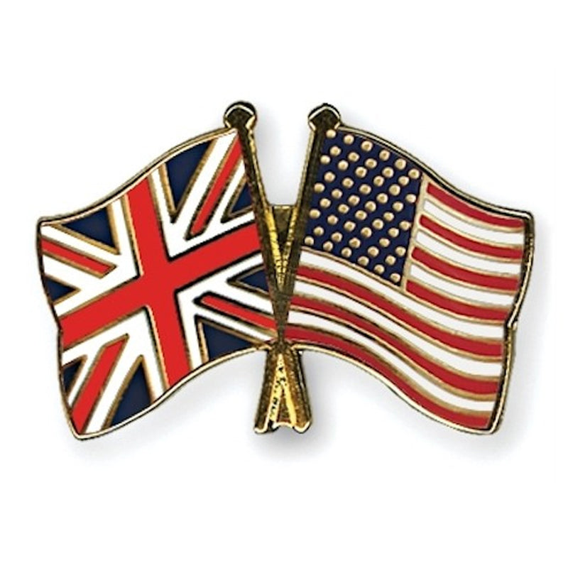 UK and USA Crossed Flags Lapel Pin