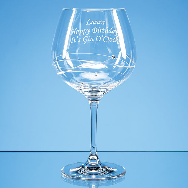 Diamante Gin Glass with an Elegant Spiral Design