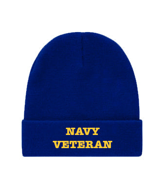 NAVY Veteran Embroidered Beanie Hat