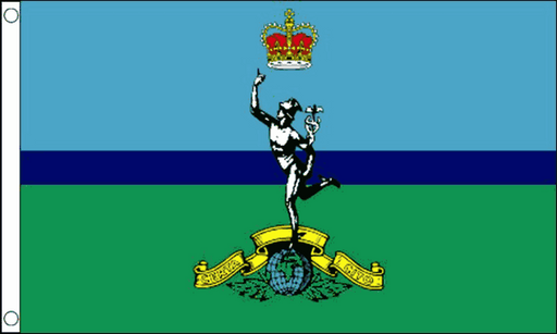 Royal Signals British military flag with blue and green design